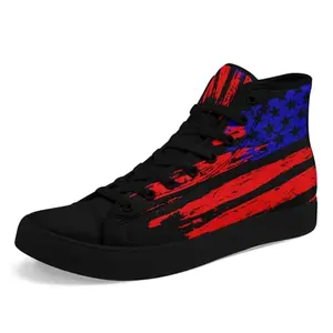 Onegam patriotic American flag high top canvas sneakers with stars and stripes design on a white background