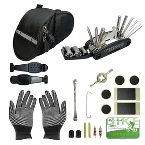 Pqzxrwnk bike repair kit with saddle bag and gloves