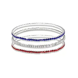 Dreuyet thin American flag rhinestone bracelet for quinceanera