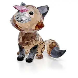 Swarovski Idyllia Fox and Butterfly crystal figurine featuring a fox and a pink butterfly