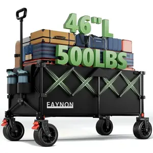 EAYNON long folding wagon with all-terrain wheels