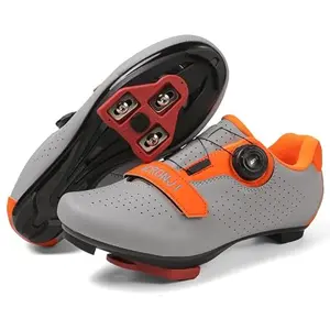 Mcronji unisex Delta cycling shoes in grey, compatible with Peloton bikes and included Delta cleats