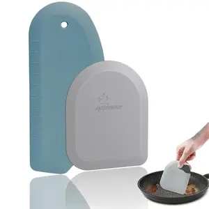 Matscover silicone bowl scraper set with two scrapers in blue and grey