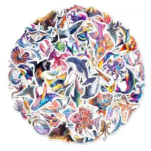 RABOWA marine life sticker pack featuring dolphins, octopuses, and sea turtles