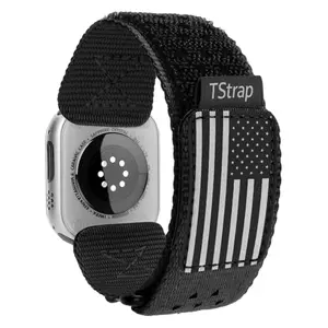 TStrap nylon Apple Watch band with stars and stripes design on a wrist