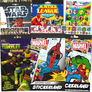 Huge assortment of superhero stickers from different franchises