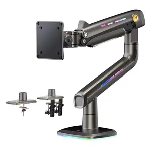 NB ERGONOMIC gaming monitor arm with RGB lighting holding a 60-inch ultrawide monitor