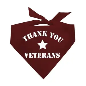 Dark red dog bandana with thank you veterans message