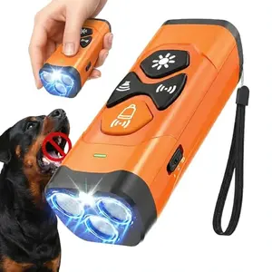 petsprit handheld bark deterrent device with orange accents and triple emitters