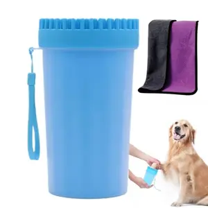 Novique blue paw cleaner cup with one absorbent towel