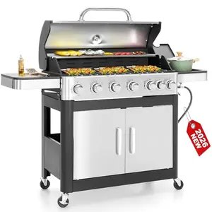 GREEN PARTY 6-burner propane gas grill with side burner
