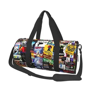 G GLORYLUCK Broadway musical collage duffle bag in style 4 showing artistic print and dual handles
