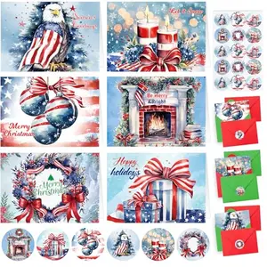 Budget Patriotic Christmas Cards with Envelopes and Stickers