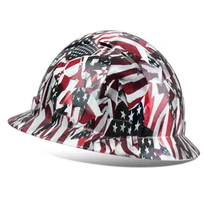 ProtectX full brim fiberglass hard hat with American flag design and six-point suspension