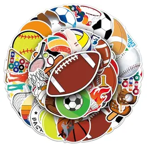 50 piece vinyl mixed sports stickers with various ball game designs for laptops and water bottles