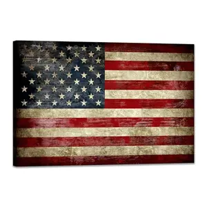 SKASNFAI retro American flag canvas print in living room