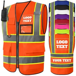 Custom safety vest with logo and reflective stripes