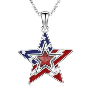 KoyeKei American flag star pendant necklace