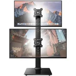 HUANUO vertical monitor stand with two 24-inch monitors stacked