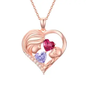 Zoeniya rose gold mom-to-be necklace with heart and birthstone