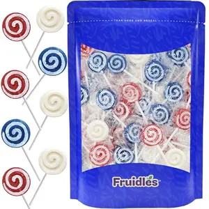 Fruidles patriotic swirl lollipops bulk half pound