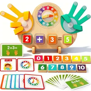 FQKIOMY Toddler Learning Toys with clock finger board and number blocks