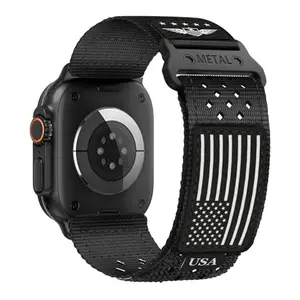 BXUXOHS breathable nylon American flag band with hole design for Apple Watch