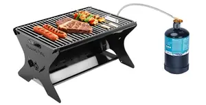 QuliMetal portable camping grill with carry bag, foldable design