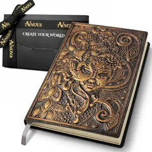 Mystical 3D embossed goddess journal with red bronze cover