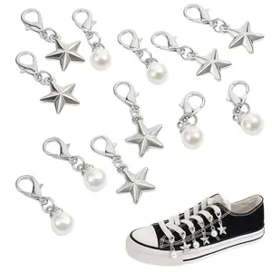 Ymapinc star and pearl shoe lace charms on sneakers
