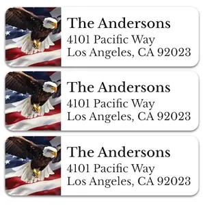 Bunny Badges patriotic eagle return address labels, self-adhesive sheets