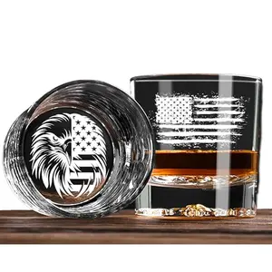 IMI Customs American flag and eagle engraved whiskey glass