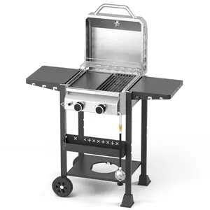 Electactic 2-burner gas grill with cast iron frying pan