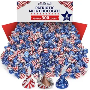 Bulk pack of milk chocolate candies individually wrapped in American flag foil