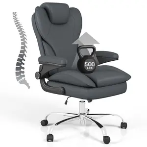 E-Motie grey oversized executive leather office chair