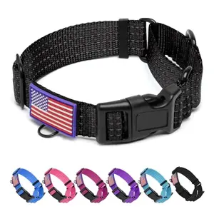 JOOCPUP Reflective USA Flag Martingale Collar on a sighthound