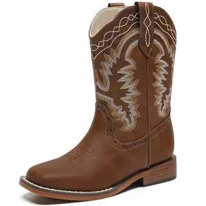 Parrosoo boys brown embroidered cowboy boots