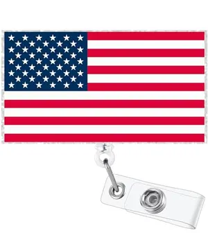FACIETY glitter American flag badge reel with alligator clip