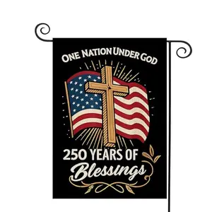 MAGJIUKE One Nation Under God Garden Flag with patriotic cross design