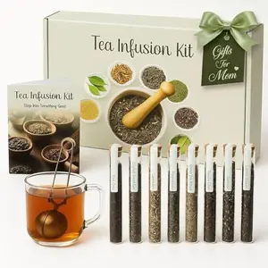 CRAFTY MIXOLOGIST Loose Leaf Tea Sampler Gift Set Box with Stainless Steel Infuser