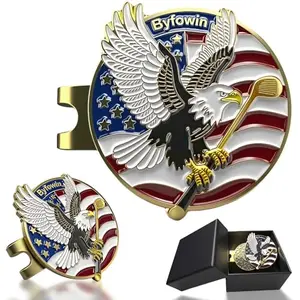 Byfowin golden golf ball marker with hat clip