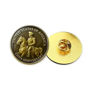 Set of two Washington 250th anniversary enamel pins with gold plating and Founding Father design