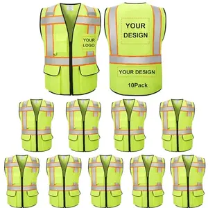 Ten pack of custom safety vests with American flag design