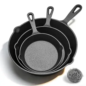 WANGYUANJI unseasoned raw iron cast iron skillet set of three