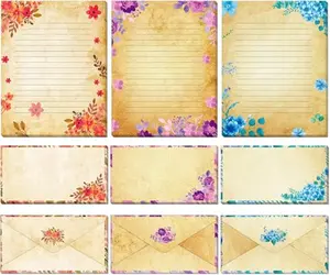 KiDEPOCH vintage floral stationery set with full-size sheets and envelopes