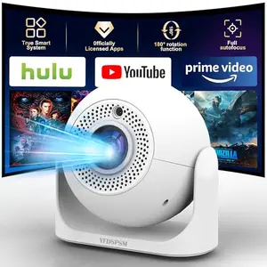 White JY360 auto focus mini projector with lens and remote