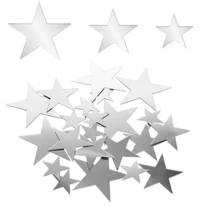 Larrel 40-piece star mirror decals on a white sheet, showing three different sizes