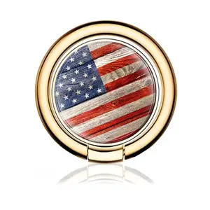 AXBSAKDI metal ring holder with retro American flag pattern