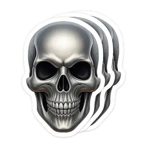 Set of three funny skeleton and skull vinyl stickers for Halloween decoration on laptops and water bottles