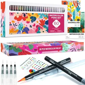 AOTEMOON 60 watercolor pens set with watercolor pad